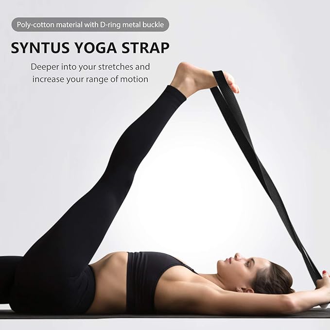 Syntus Yoga Block and Yoga Strap Set, 2 Soft Non-Slip Yoga Blocks 9×6×4 inches, 8FT Metal D-Ring Strap for Yoga, General Fitness, Pilates, Stretching and Toning-GravixFit