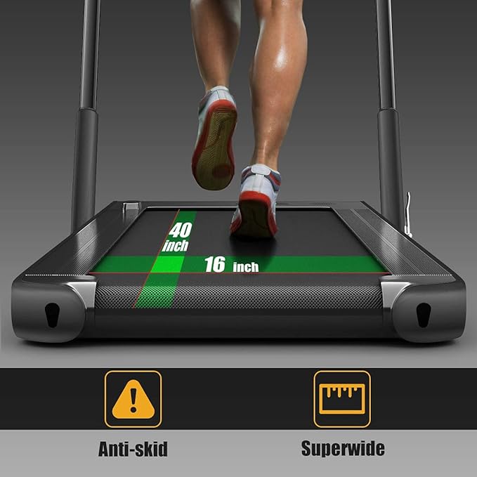 Goplus 2 in 1 Folding Treadmill, 2.25HP Under Desk Electric Superfit Treadmill, Installation-Free with APP Control, Remote Control, Bluetooth Speaker, LED Display, Walking for Home-GravixFit