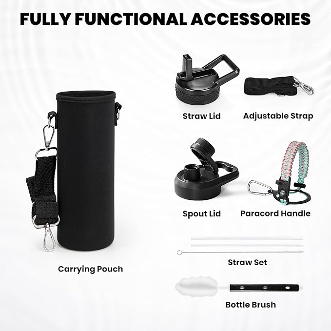 Insulated Water Bottle 20 oz, Triple Wall Vacuum Stainless Steel (Cold for 48 Hrs), Leak Proof & Non-BPA, Kids Water Bottle Jug for School with Straw Spout Lids, Hydrangea-GravixFit