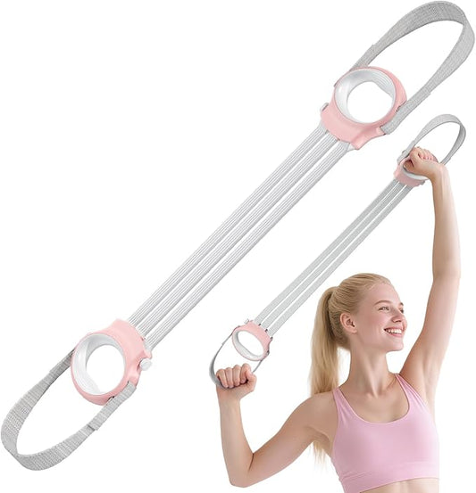 Figure 8 Fitness Resistance Bands with Handles, 20-60lb Adjustable Elastic Excercise Band, Non-Slip Fabric Silicone Bands for Strength Stretch Flexibility Training Arms Back Shoulder Chest Legs-GravixFit