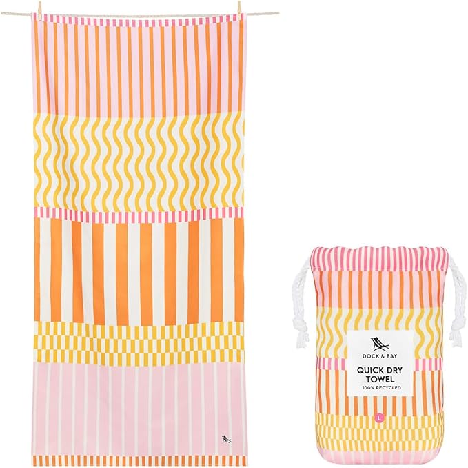 Dock & Bay Beach Towel - Quick Dry, Sand Free - Compact, Lightweight - 100% Recycled - Includes Bag - Sunset Boulevard - Set of 4 - Large (160x90cm, 63x35)-GravixFit