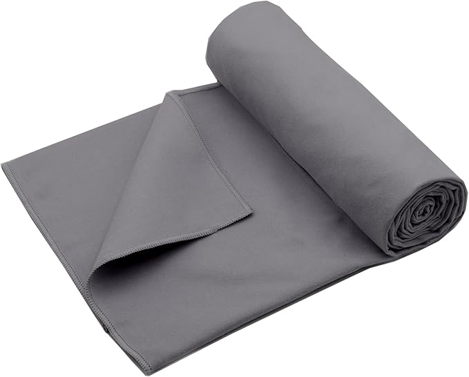 Eunzel Hot Yoga Towel Non Slip Yoga Mat Towel Non-Slip Sweat Absorbent Microfiber Towel for Hot Yoga, Pilates and Workout 72" x 26.5", Dark Grey-GravixFit