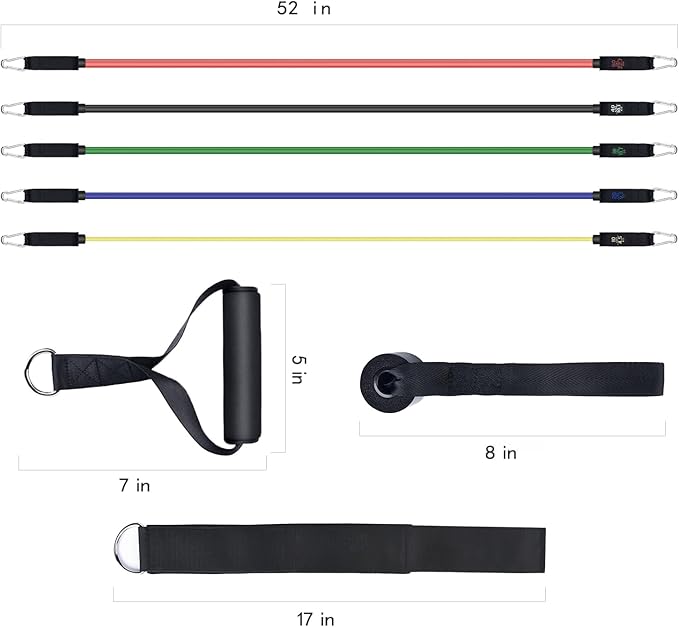 Resistance Bands, Simmgud Exercise Bands Set with Handles, Work Out Bands with Door Anchor, Ankle Straps for Strength Training, Physical Therapy, Home Gym for Men and Women, Yoga, Pilates 150 LBS-GravixFit