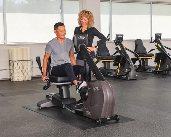 RB8MAX Recumbent Exercise Bike, Gray, Low-Impact Exercise, 360-Degree Swivel Seat, Engaging Programs Including Measuring Imbalances, & Compatible with Free NuStep Wellness App-GravixFit