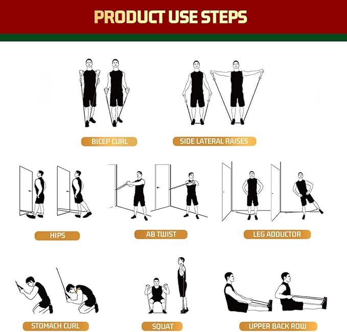 VEICK Resistance Bands, Exercise Bands, Workout Bands, Resistance Bands for Working Out with Handles for Men and Women, Exercising Bands for Fitness Weights Work Out at Home-GravixFit