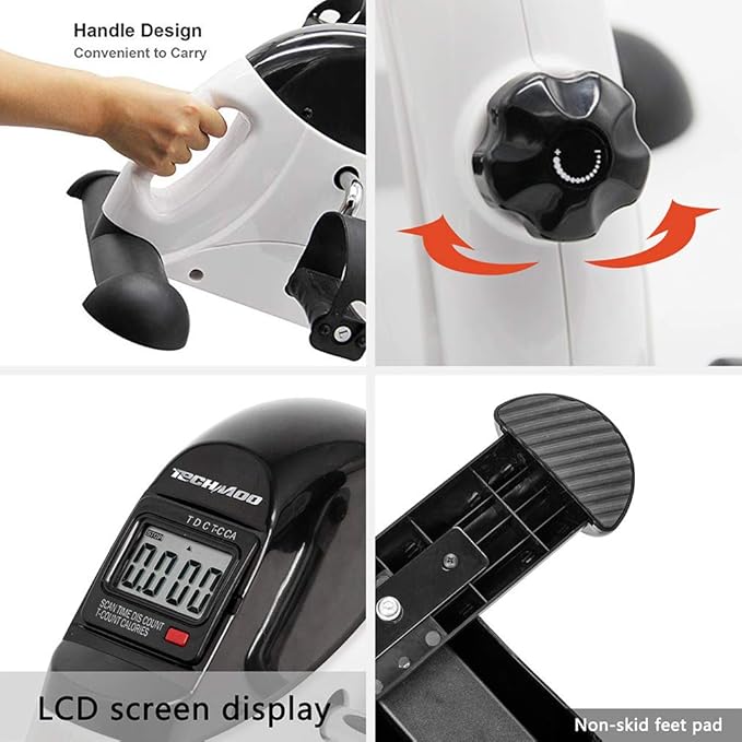 Under Desk Bike Pedal Exerciser Portable Home Exercise Bike Pedal Exerciser Foot Peddler Portable Therapy Bicycle Leg Peddler Portable Mini Cycle Bike for Hands Arm Trainer-GravixFit