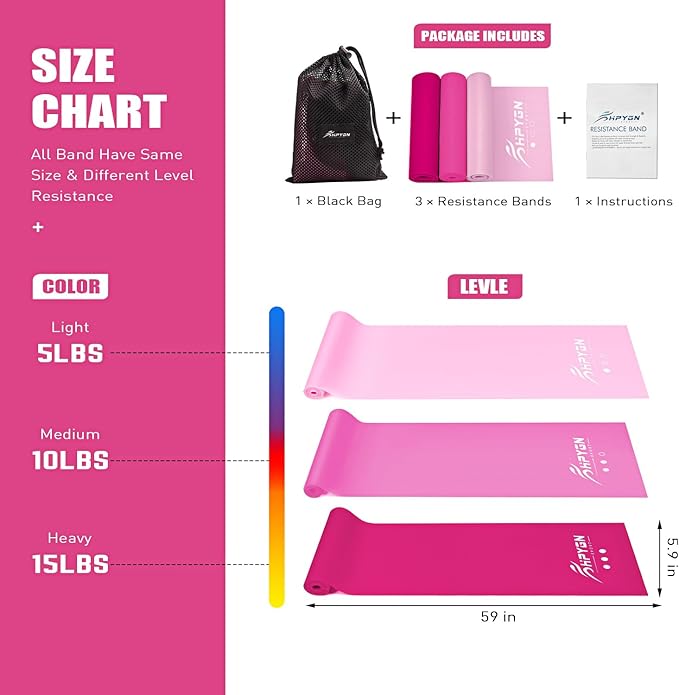 Resistance Bands, Exercise Bands, Physical Therapy Bands for Strength Training, Yoga, Pilates, Stretch Elastic Band with Different Strengths, Workout Bands for Home Gym-GravixFit