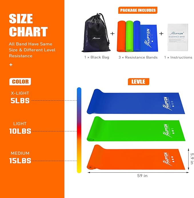 Resistance Bands, Exercise Bands, Physical Therapy Bands for Strength Training, Yoga, Pilates, Stretch Elastic Band with Different Strengths, Workout Bands for Home Gym-GravixFit