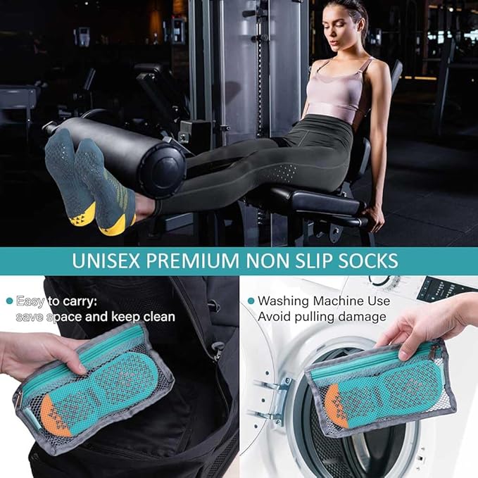 Hylaea Unisex Non Slip Socks with Grip for Yoga, Hospital, Pilates, Barre | Ankle, Cushioned-GravixFit