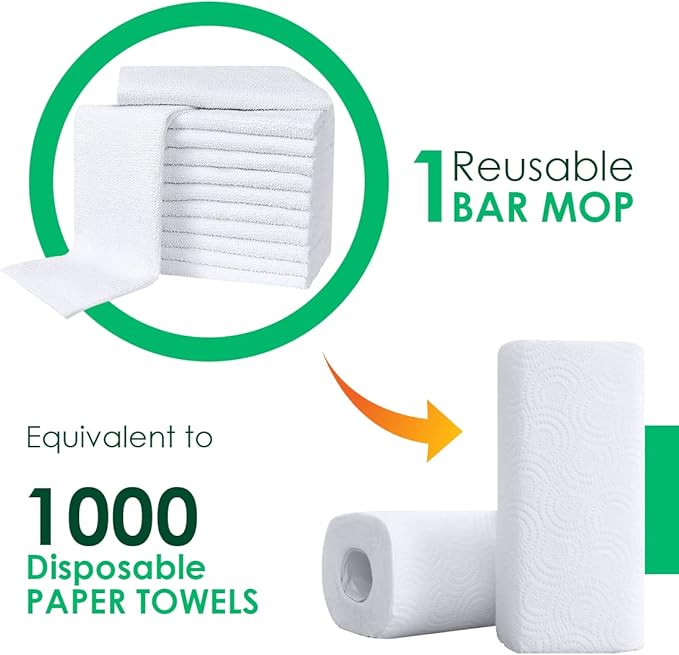 Avalon Towels Terry Bar Mop Towels (Value Pack of 36) Size 14"x17" – Absorbent and Durable, Multipurpose Cleaning Rags, Cotton Cleaning Cloths, Terry Cloth Rags, Reusable Shop Rag (White)-GravixFit
