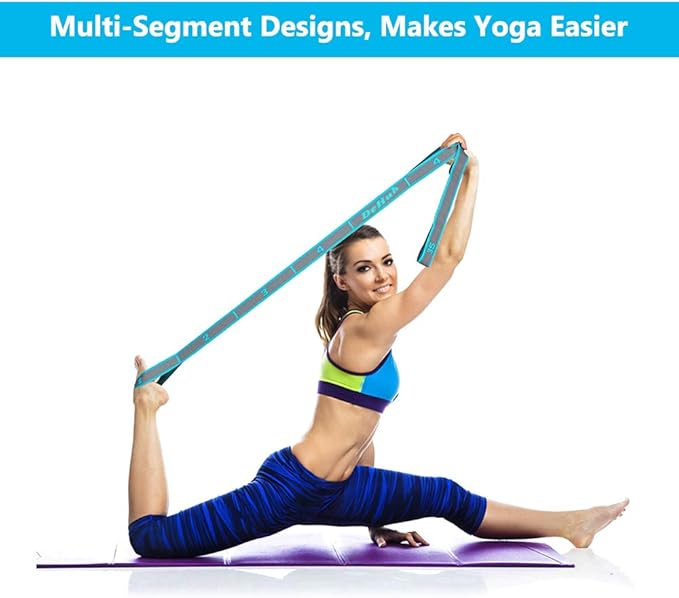 Stretch Strap, Elastic Yoga Stretching Strap, Multi-Loop for Physical Therapy, Pilates, Yoga, Dance & Gymnastics Exercise and Flexible Pilates Stretch Band-GravixFit