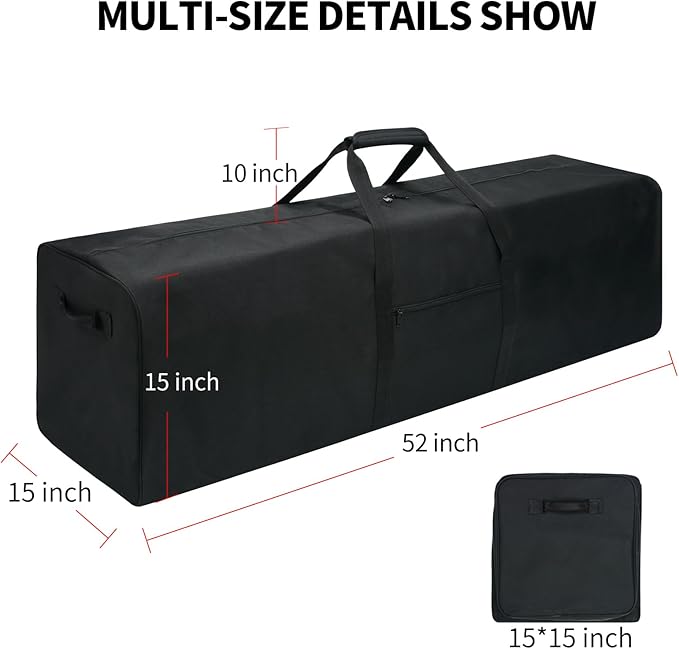 52 Inch Large Duffle Bag for Travel Camping Sport Equipment Storage Bag with 2-way Lockable Zippers (Black)-GravixFit