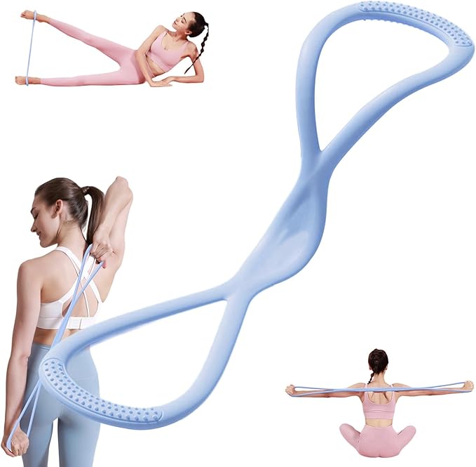 Resistance Bands, Figure 8 Exercise Bands for Women Men, Arm Back Elastic Rope for Glutes,Back,Fullbody Yoga Pulling Rope, Gift for Sports Lover/Beginner (25 lbs)-GravixFit