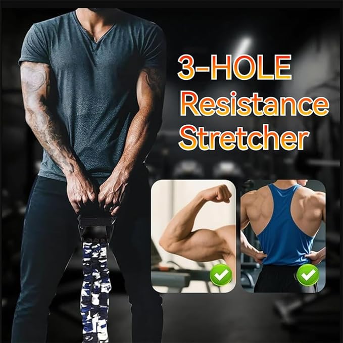 Natural Latex 3-Hole Resistance Stretcher, 2025 New Chest Expander Stretch Bands for Men, High Elasticity & Tear Resistant Exercise Bands with Handles, Full-Body Basic Training-GravixFit