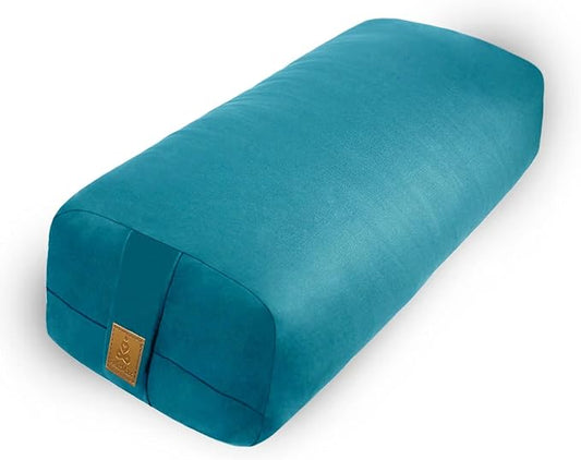 Yoga Bolster (26x10.5x5.5 in) Supportive Yoga Cushion for Restorative Yin Yoga Accessories Rectangular Bolster for Stretching Meditation Pillow 100% Organic Cotton Removable Washable Cover-GravixFit