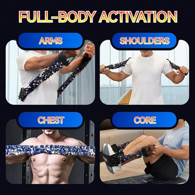 Natural Latex 3-Hole Resistance Stretcher, 2025 New Chest Expander Stretch Bands for Men, High Elasticity & Tear Resistant Exercise Bands with Handles, Full-Body Basic Training-GravixFit