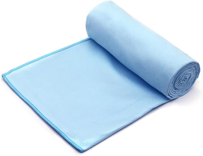 Eunzel 2 Pack Hot Yoga Towel Non Slip Yoga Mat Towel Non-Slip Sweat Absorbent Microfiber Towel for Hot Yoga, Pilates and Workout 72" x 26.5", Pink/Blue-GravixFit