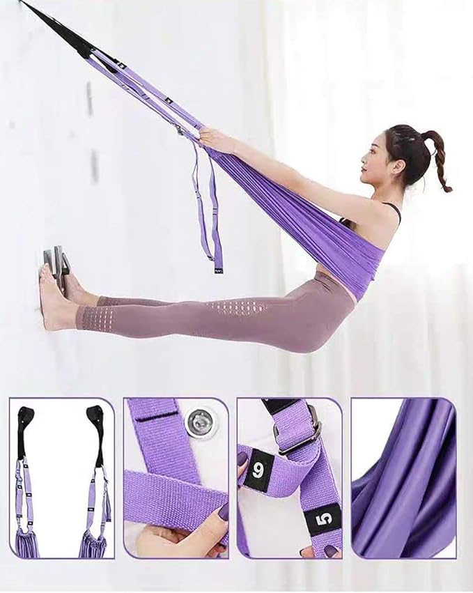 Yoga Stretching Strap, Adjustable Height Leg Stretcher Waist Back Stretch Band Aerial Yoga, Anti-gravity Inversion Exercises Door Flexibility Tensile Trainer for Rehab Pilates Dance Splits-GravixFit