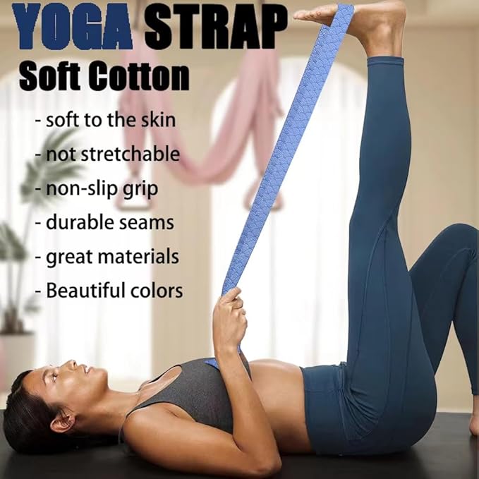 Yoga Exercise Adjustable Straps 8FT with Durable D-Ring for Pilates & Gym Workouts | Hold Poses, Stretch, Improve Flexibility & Maintain Balance-GravixFit
