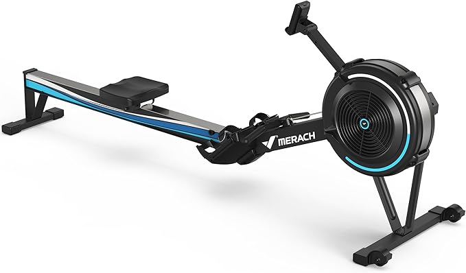 MERACH Rowing Machines for Home, Adjustable Air Resistance Professional Indoor Rowing Machine, Ergonomic Comfort Seat, Performance Monitor and Device Holder, Easy Storage-GravixFit
