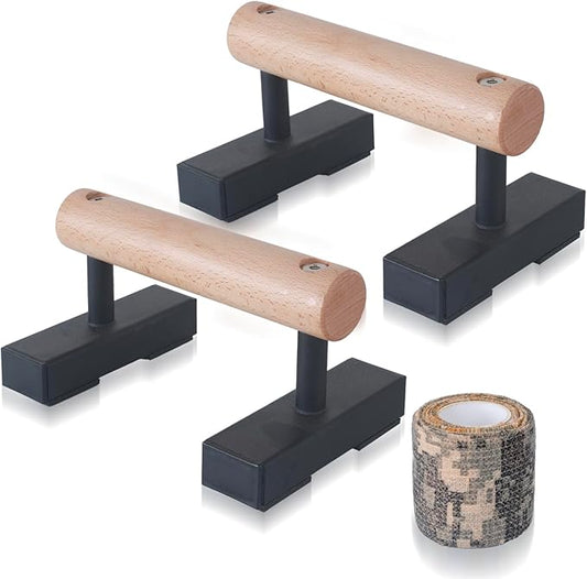 1 Pair Wood Floor Push Up Bars for Men, Anti-slip Handstand Parallettes Bars, Strength Training Push-Up Stands for Calisthenics, Fitness, Gymnastics, Workouts, Calistenia-GravixFit