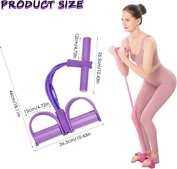 2025 Upgrade Multifunction Tension Rope or Exercise Sit Up Exercise Equipment,Pedal Ankle Puller,Bands-6 Tube Pedal Ankle Puller for Women Men-GravixFit