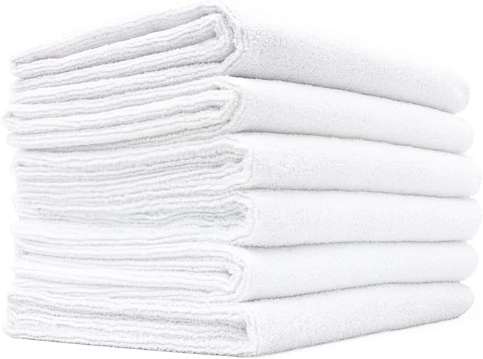 The Rag Company Microfiber Spa and Yoga Towel - Soft and Absorbent Towel for Gym, Spa, Exercise, Hotel, and Resort Use - Dries Fast - 16x27 inches, White, 6-Pack-GravixFit