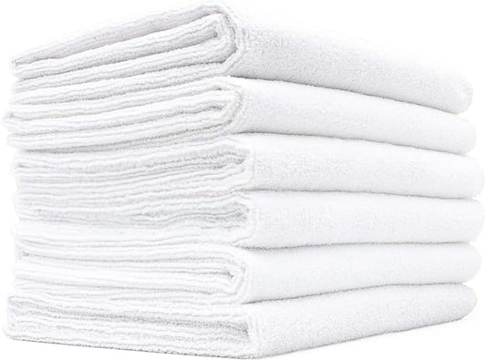 The Rag Company Microfiber Spa and Yoga Towel - Soft and Absorbent Towel for Gym, Spa, Exercise, Hotel, and Resort Use - Dries Fast - 16x27 inches, White, 6-Pack-GravixFit