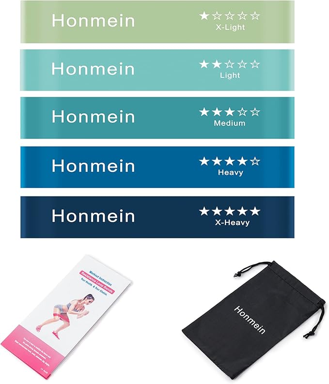 Resistance Bands for Working Out, Exercise Bands with 5 Resistance Levels Fit for Home Fitness, Strength Training, Natural Latex Resistance Band Include Instruction Guide and Carry Bag-GravixFit