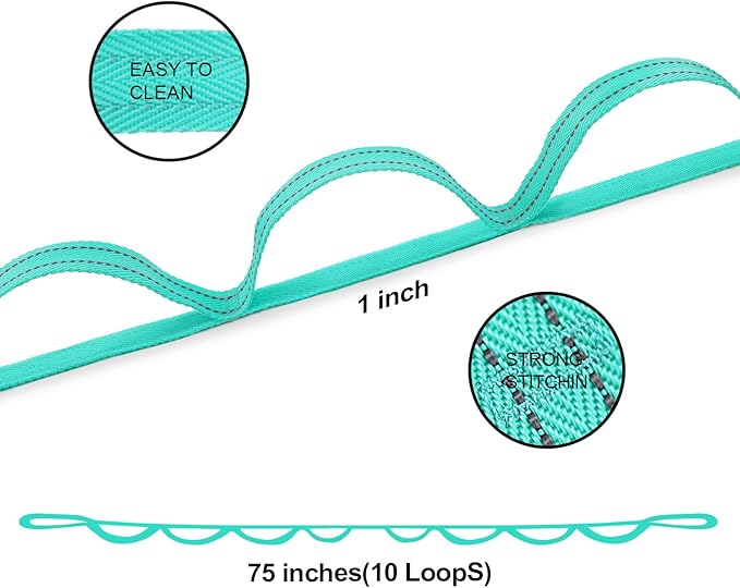 Premium Durable Stretch Straps with Loops, Stretching Strap for Physical Therapy, Multi-Loop Yoga Strap Fitness Exercise Strap for Yoga, Pilates, Dance, Flexibility&Exercise-GravixFit