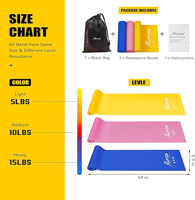 Resistance Bands, Exercise Bands, Physical Therapy Bands for Strength Training, Yoga, Pilates, Stretch Elastic Band with Different Strengths, Workout Bands for Home Gym-GravixFit