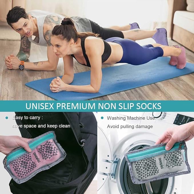 Hylaea Unisex Non Slip Socks with Grip for Yoga, Hospital, Pilates, Barre | Ankle, Cushioned-GravixFit