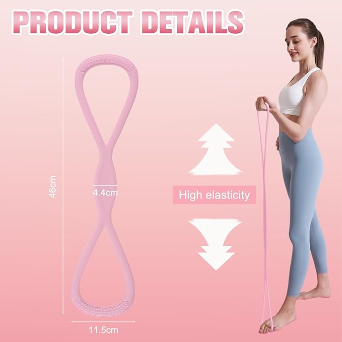 Resistance Bands, Figure 8 Exercise Bands for Women Men, Arm Back Elastic Rope for Glutes,Back,Fullbody Yoga Pulling Rope, Gift for Sports Lover/Beginner (25 lbs)-GravixFit