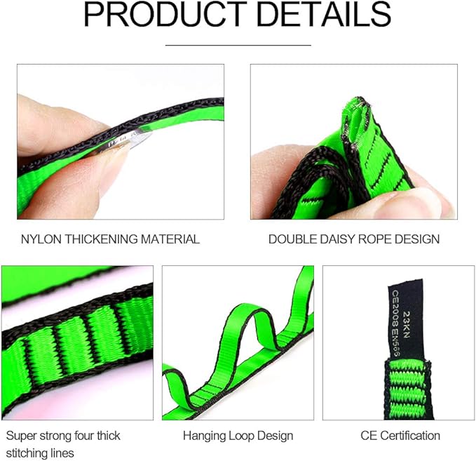 KIKIGOAL 2pcs Safety Daisy Chains Strong Climbing Strap Adjustable Nylon Strap Rope Yoga Pilates Stretching Straps-GravixFit