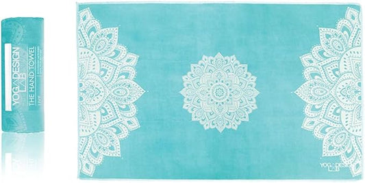 Yoga Design LAB | The Hand Towel | Premium Non Slip Hand Towel | Designed in Bali | Colorful Eco Printed + Quick Dry + Soft | Hot Yoga, Bikram, Ashtanga, Sport, Barre, Travel (Mandala Turquoise)-GravixFit