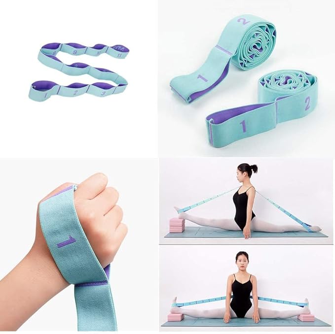 Stretching Strap with Loops - Portable Leg Stretcher Elastic Exercise Band - Flexibility Trainer Fitness Stretching Equipment for Yoga, Pilates, Ballet, Physical Therapy - 11 Loops-GravixFit