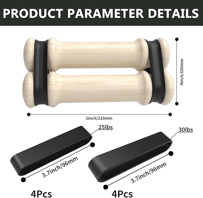 Rip Stick Portable Upper Body & Chest Workout Equipment with Adjustable Resistance Bands, Wooden Handles, Shoulder & Joint Rehab Home Gym – Muscle Strength & Flexibility Training (8 Bands Included)-GravixFit