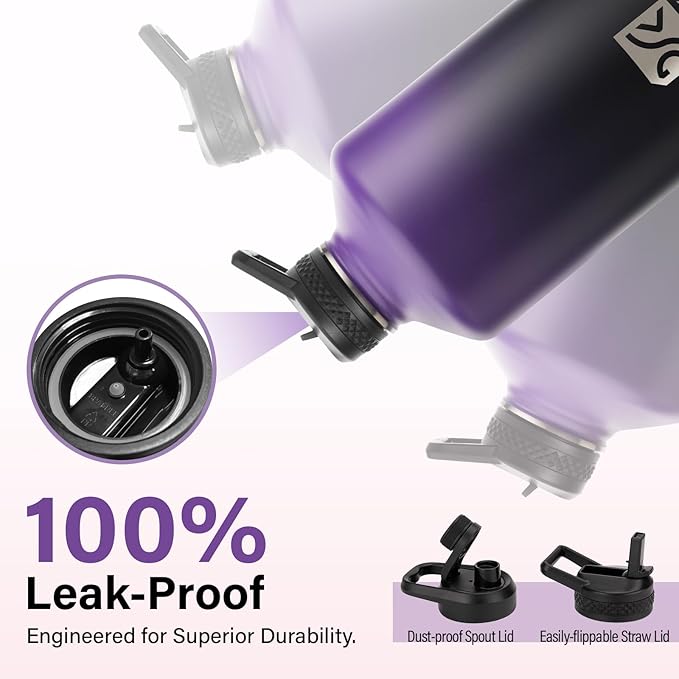 1 Gallon Water Bottle Insulated | Thickened Stainless Steel Vacuum Metal Water Jug | Portable Sports Large for Gym and Hiking with Straw, Carrier Bag, Handle Strap | BPA-Free 128 oz-GravixFit