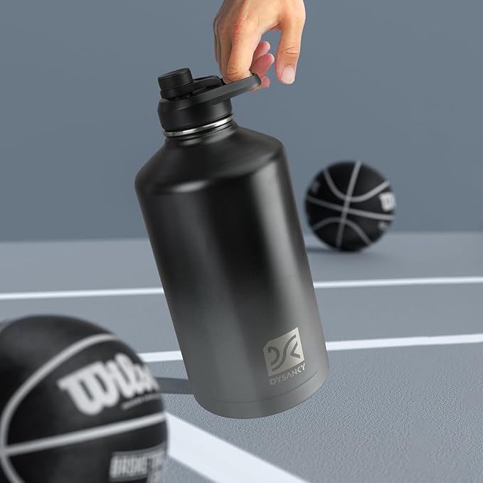 1 Gallon Water Bottle Insulated | Thickened Stainless Steel Vacuum Metal Water Jug | Portable Sports Large for Gym and Hiking with Straw, Carrier Bag, Handle Strap | BPA-Free 128 oz-GravixFit
