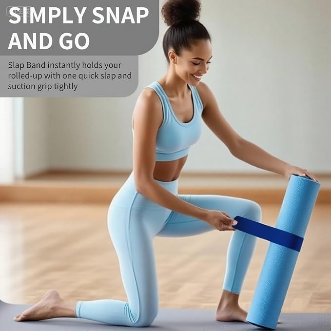 25" Yoga Mat Strap | Slap Band Holder for Carrying and Storage Mats | Rolled Scrunchie Yoga Essential Accessory-GravixFit