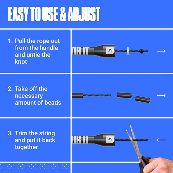 Sportbit Elite Beaded Jump Rope - Adjustable Speed Rope for Fitness, CrossFit, Boxing - Tangle-Free, Lightweight-GravixFit