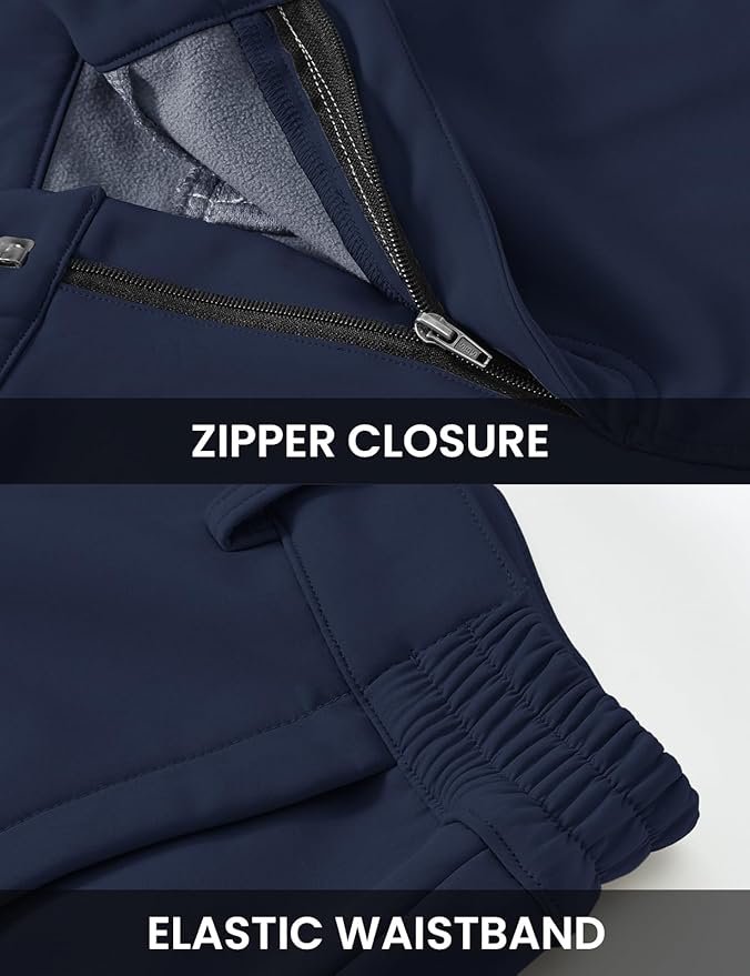 TBMPOY Men's Snow Ski Fleece Lined Hiking Pants Waterproof Winter Snowboard Warm Outdoor Insulated Pants Windproof