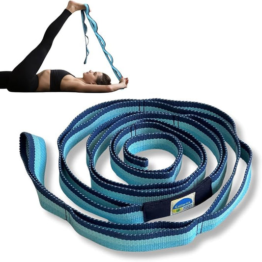 California Yoga Strap | Yoga Belt with Loops | 12 Multi Loop & Non-Elastic | Stretching Strap | Gym Workout & Exercise Bands | Physical Therapy | Improves Sitting Posture for Women & Men-GravixFit