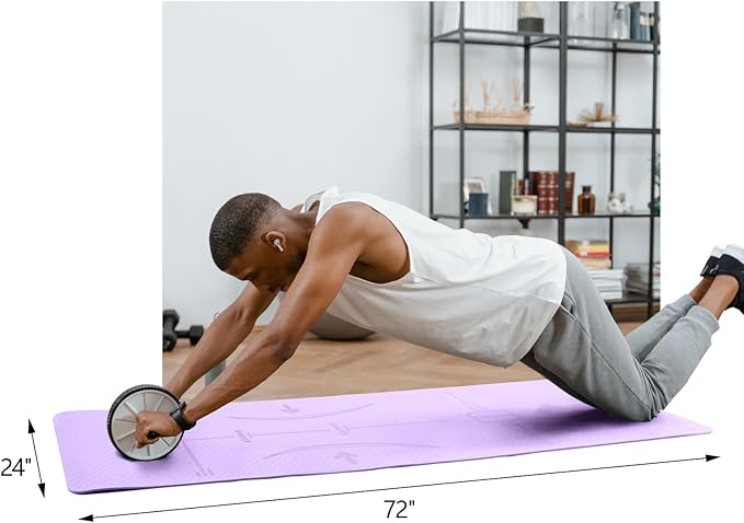 Exercise Equipment Mat for Ab Roller Wheel, Non Slip Abdominal Knee Mat, 6mm Thick Home Gym Floor Pad for Yoga, Pilates, Skipping, 72"L X 24"W X 0.24"Th, TPE-GravixFit