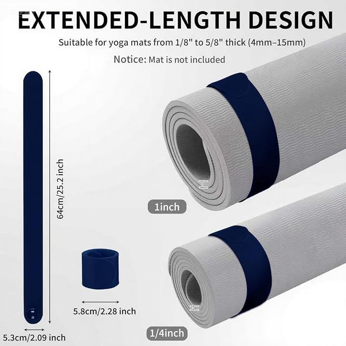 25" Yoga Mat Strap | Slap Band Holder for Carrying and Storage Mats | Rolled Scrunchie Yoga Essential Accessory-GravixFit