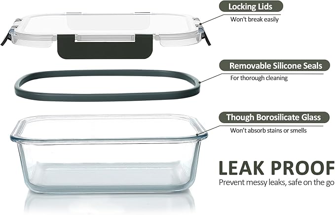 M MCIRCO 24-Piece Glass Food Storage Containers with Upgraded Snap Locking Lids,Glass Meal Prep Containers Set - Airtight Lunch Containers, Microwave, Oven, Freezer and Dishwasher-GravixFit