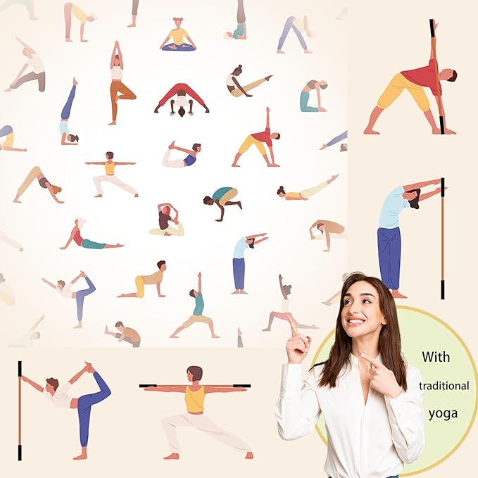 5ft Yoga Stick from Natural Bamboo with Non-Slip Handle-Stretching Stick for Mobility, Flexibility,Exercise,Workout, Physical Therapy,Pilates,Balance Fitness-Access Online Video Guide Without Any Info-GravixFit