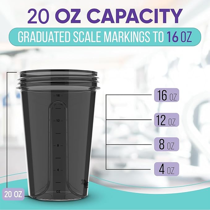 '-2 Pack- 20 oz Protein Shaker Bottles for Protein Mixes - 2x Wire Whisk | Leak Proof Shaker Cups for Protein Shakes and Pre Workout | Protein Shaker Bottle Pack-GravixFit