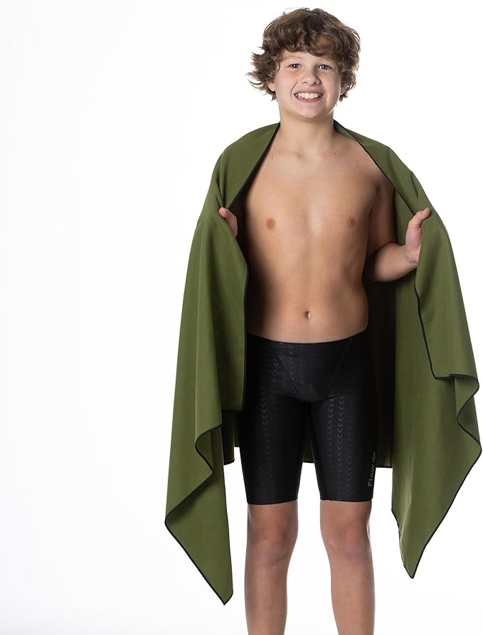 Flow Hydro Sport Towel - Microfiber Quick Dry Swimming Towels for Swim, Pool, Triathlon, and Other Water Sports in Medium, Large, Extra Large, and Hooded Sizes (Army Green, X-Large (72" x 40"))-GravixFit