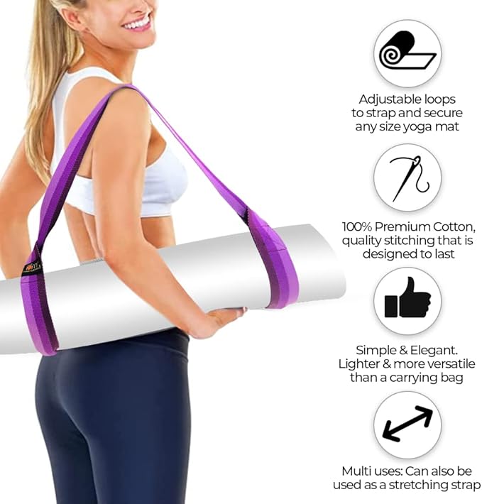 Yoga Mat Carrier Strap | Adjustable Mat Holder Sling for Carrying Mats | Thick & Comfy Texture | Yoga Mat Strap-GravixFit